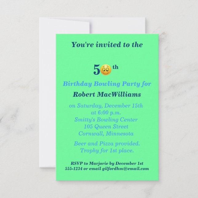 50.o Invitación feliz del fiesta de la cara del (Anverso)