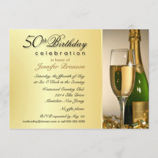 50.o Invitaciones de la fiesta de cumpleaños - oro