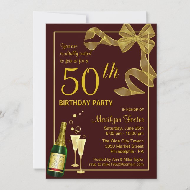 50.o Las invitaciones de la fiesta de cumpleaños (Anverso)
