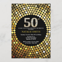 50.o Negro de la invitación del cumpleaños y