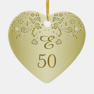 50.o ornamento del corazón del cumpleaños de los