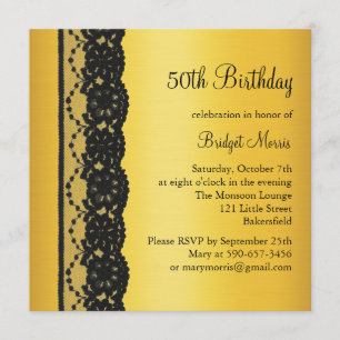 50.o oro de la invitación del cumpleaños del