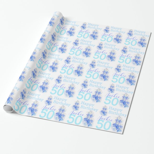 50.o papel de regalo nombrado del Lobelia del (Desenrollado)