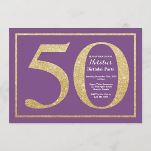 50.o Púrpura de la invitación del cumpleaños y