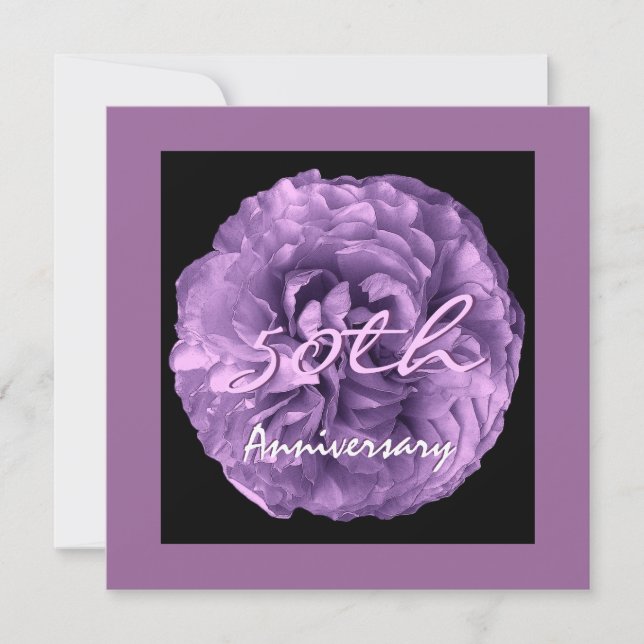 50.o Púrpura de la lavanda de la invitación del (Anverso)