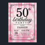 50.o Purpurina del rosa de la invitación del<br><div class="desc">50.o Invitación del cumpleaños con las luces rosadas de la secuencia con los antecedentes rosados del purpurina. Cumpleaños rosado. Cumpleaños adulto. Los hombres o las mujeres Bday invitan. décimotercero décimo quinto décimosexto décimo octavo vigésimo 21ro trigésimo 40.o 50.o 60.o 70.o 80.o 90.o 100o, cualquier edad. Para el arreglo para requisitos...</div>