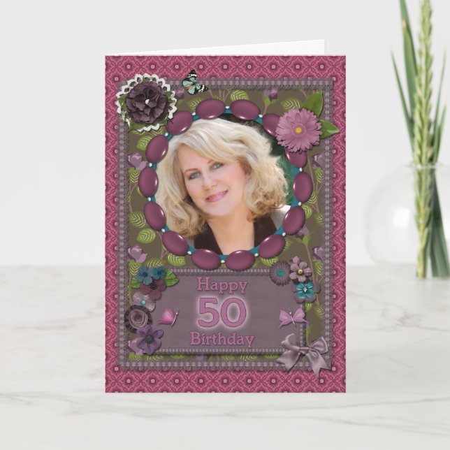 50.o Tarjeta de la foto para un cumpleaños (Anverso)