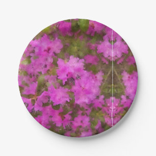 50 Platos de Papel Rhododendrons Morados