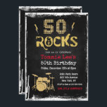 50 Rocks Rockstar Guitar 50 cumpleaños invitación<br><div class="desc">50 Rockstar Guitarra Eléctrica Metalizado Metálica Purpurina Sorpresa 50 Invitación de cumpleaños</div>