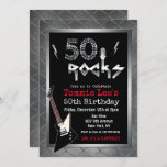 50 Rocks Rockstar Guitar 50 cumpleaños invitación<br><div class="desc">50 Rockstar Guitarra Eléctrica Metalizado Metálica Purpurina Plata 50 Invitación de cumpleaños sorpresa</div>