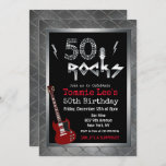 50 Rocks Rockstar Guitar 50 cumpleaños invitación<br><div class="desc">50 Rockstar Guitarra Eléctrica Metalizado Metálica Purpurina Plata 50 Invitación de cumpleaños sorpresa</div>