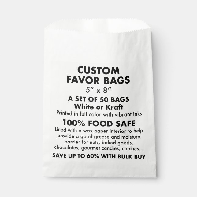 50 x Bolsas de Favor Blanco Personalizadas Persona (Anverso)