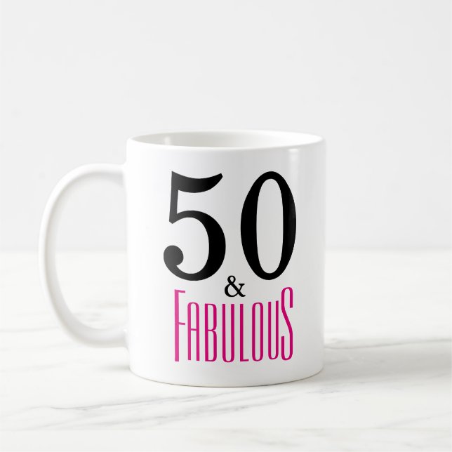 50 y 50.a taza fabulosa del regalo de cumpleaños (Izquierda)