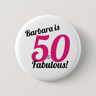 50 y botón personalizado cumpleaños fabuloso