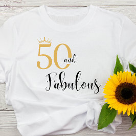 50 y fabulosa camiseta de oro y negro