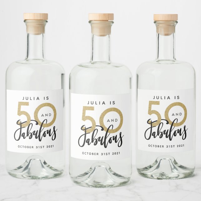 50 y fabulosa etiqueta de fiesta de cumpleaños (Botellas)