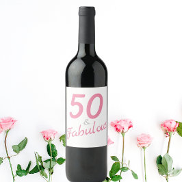 50 y fabulosa etiqueta de vino de cumpleaños