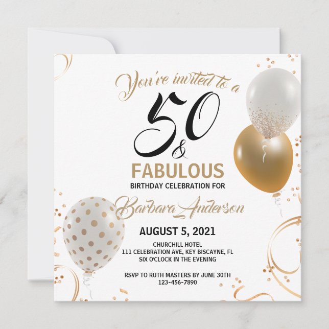 50 y fabulosa fiesta de cumpleaños de oro negro (Anverso)