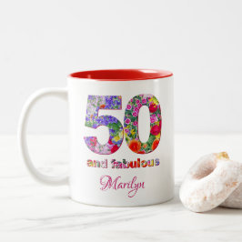 50 y fabulosa fiesta de cumpleaños taza moderna de