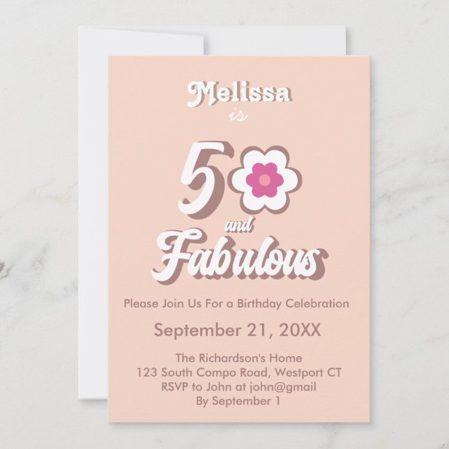 50 y fabulosa invitación a Groovy por cumpleaños r (Anverso)