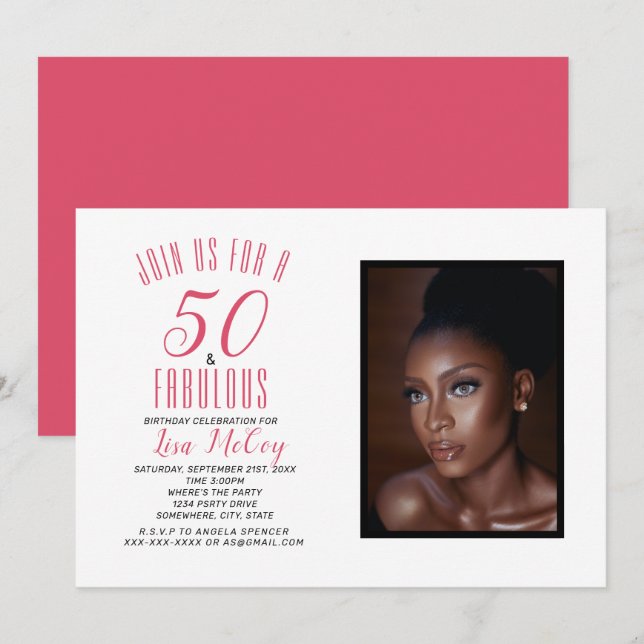 50 y fabulosa invitación a la fiesta de cumpleaños (Anverso / Reverso)