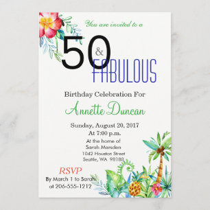 50 y fabulosa invitación a la fiesta floral tropic
