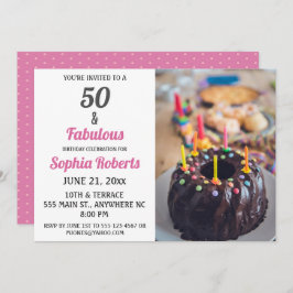 50 y fabulosa invitación a los 50 años rosados