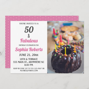 50 y fabulosa invitación a los 50 años rosados