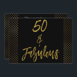 50 y fabulosa invitación al cumpleaños del Relieve<br><div class="desc">50 y Fabuloso Relieve metalizado dorado Glamorosa Invitación de cumpleaños. La Tarjeta Cincuenta y Fabulosa se puede personalizar con su información.</div>