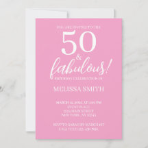 50 y fabulosa invitación de 50 años rosado