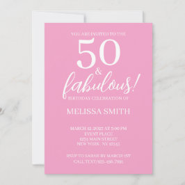 50 y fabulosa invitación de 50 años rosado