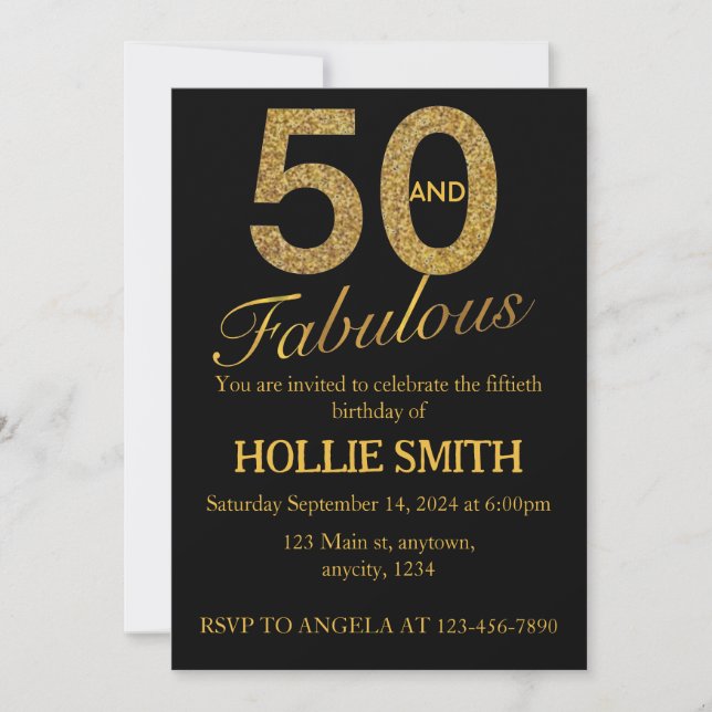 50 y fabulosa invitación de cumpleaños (Anverso)