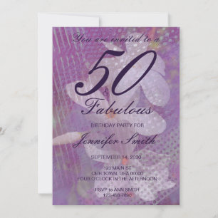 50 y fabulosa invitación de cumpleaños a Lavanda