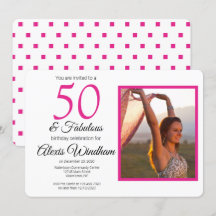 50 y fabulosa invitación de cumpleaños con foto
