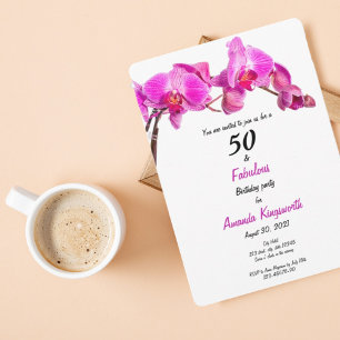 50 y fabulosa invitación de cumpleaños con orquíde