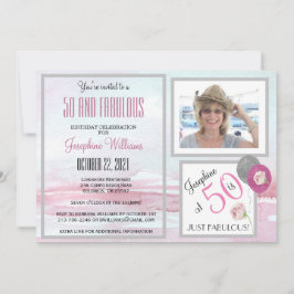 50 y fabulosa invitación de fiesta rosada