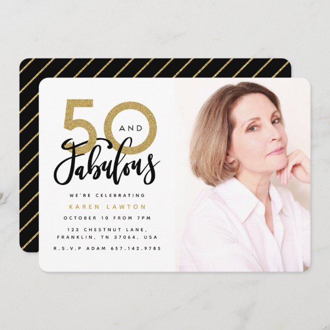 50 y fabulosa invitación para la fiesta de cumplea (Anverso / Reverso)