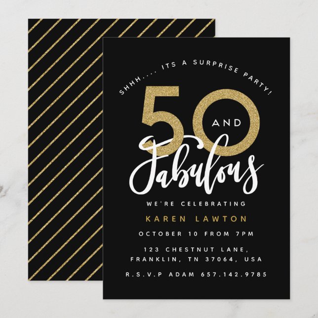 50 y fabulosa invitación para una fiesta de cumple (Anverso / Reverso)