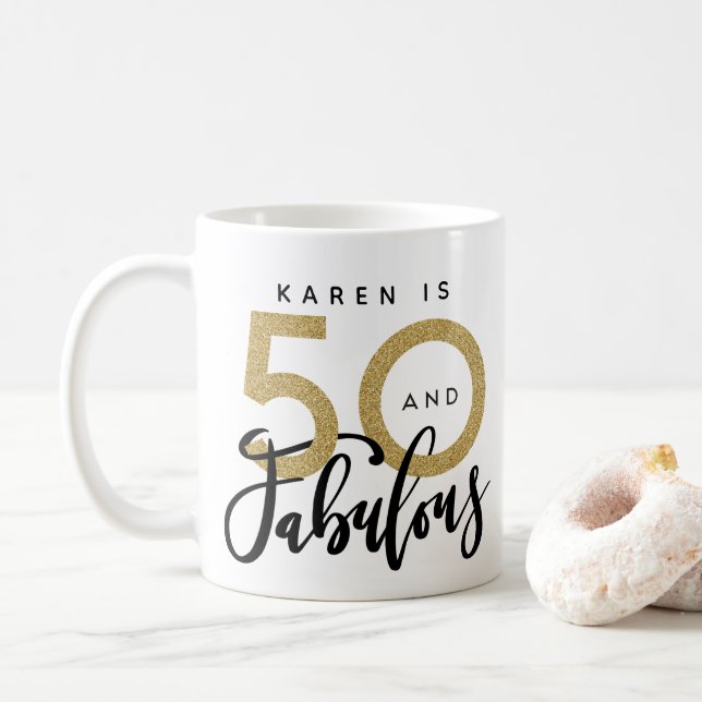 50 y fabulosa taza de cumpleaños (Con donut)