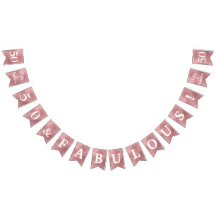 50 Y Fabulosas Banderas De Bunting De Oro Rosa