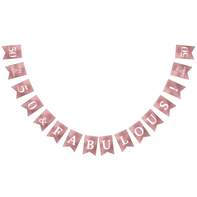 50 Y Fabulosas Banderas De Bunting De Oro Rosa (Todo)