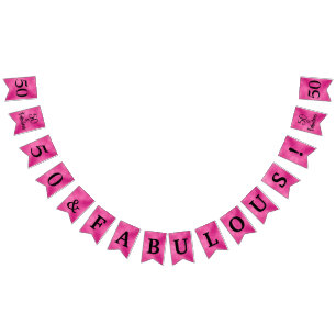 50 Y Fabulosas Banderas De Bunting Hot Pink