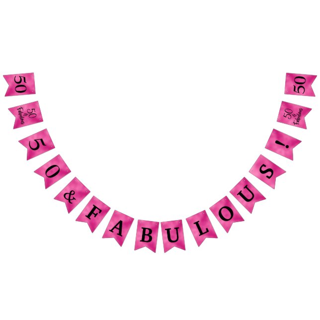 50 y fabulosas banderas de bunting rosa caliente (Todo)
