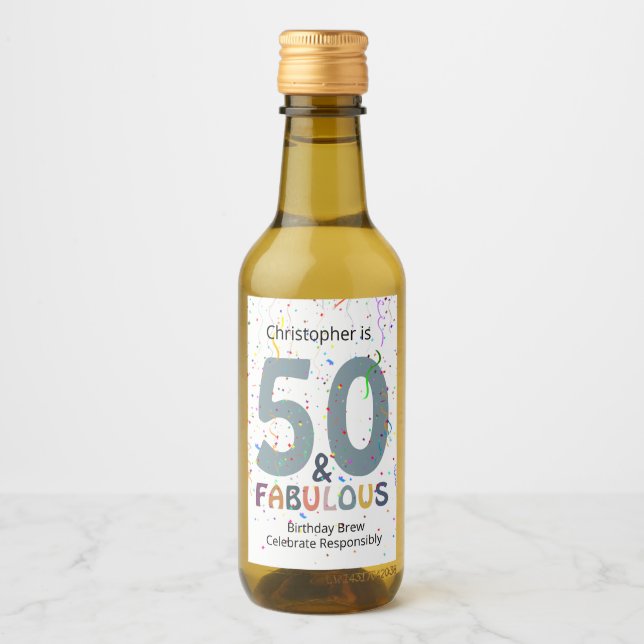 50 y fabuloso Añadir el nombre Cute Blue Confetti  (Anverso)