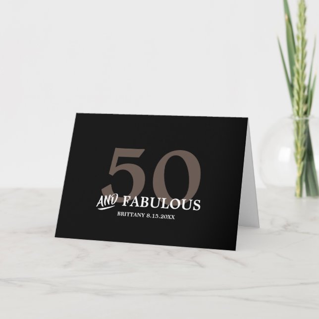 50 y fabuloso con tarjeta de cumpleaños con nombre (Anverso)