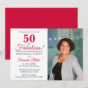 ¡50 y fabuloso! Foto Invitación de Cumpleaños 50