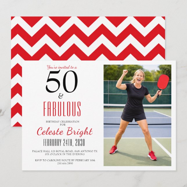 50 y fabuloso | Invitación a la fiesta de cumpleañ (Anverso / Reverso)