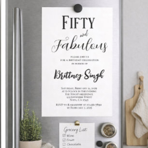 50 y Fabuloso Invitación a la Fiesta de Cumpleañ