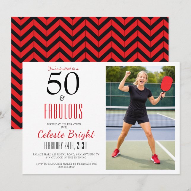 50 y fabuloso | Invitación a la fiesta de cumpleañ (Anverso / Reverso)