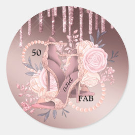 50 Y Fabuloso Rosa Purpurina De Oro Drips Pegatina